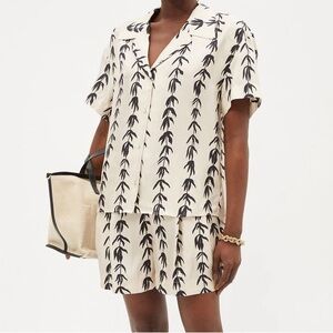 Asceno silk Prague shirt coord set button shirt sleeve L print pattern